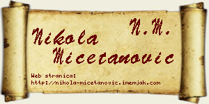 Nikola Mičetanović vizit kartica